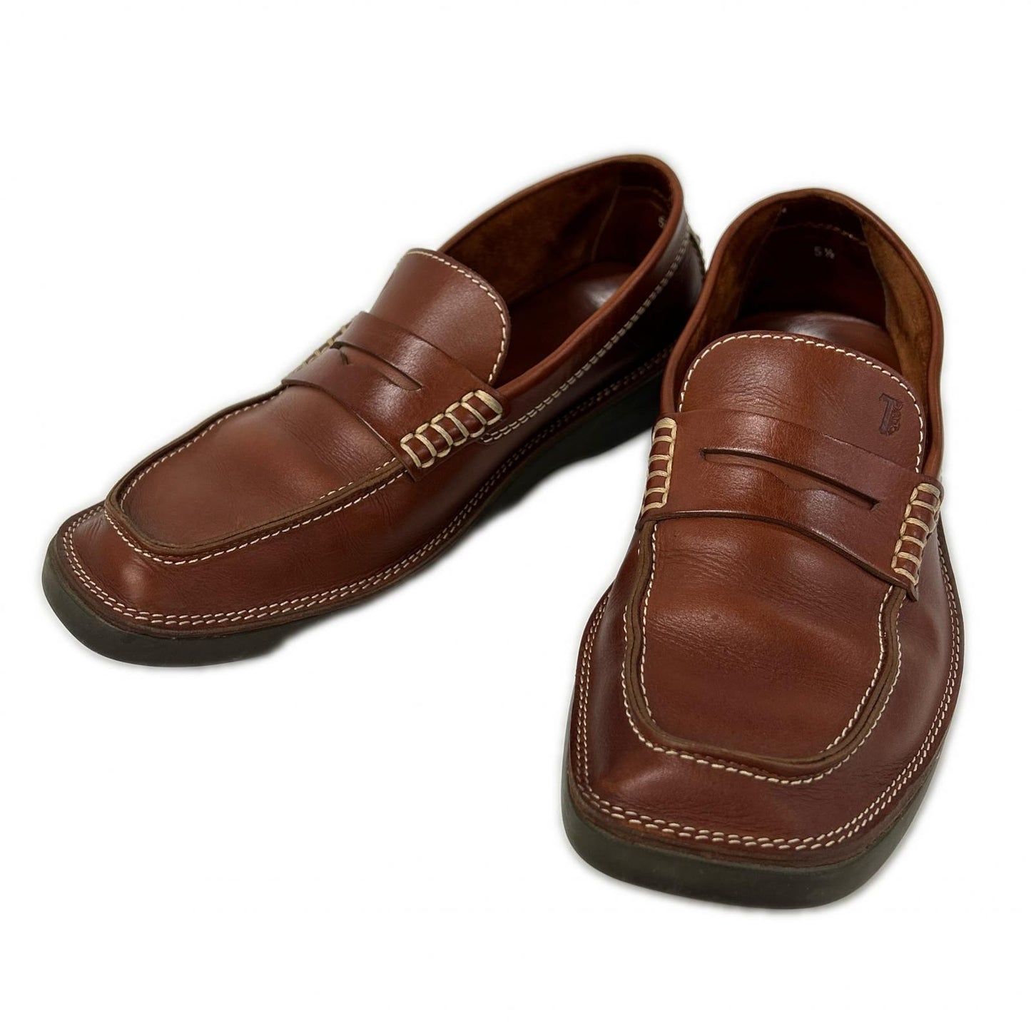TOD'S CRAFT MEN LOAFER Leather Loafers Mahogany Size 5 1/2