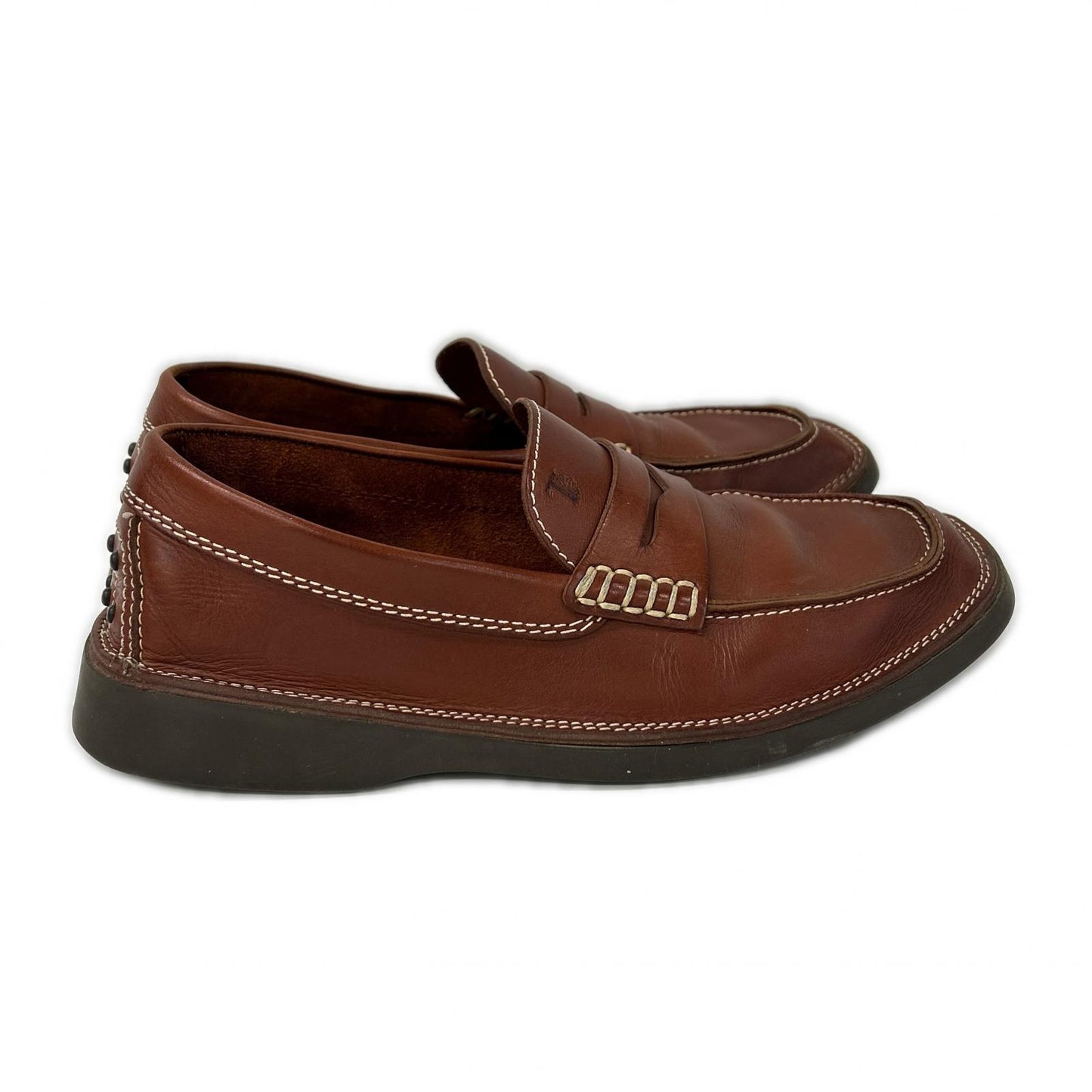 TOD'S CRAFT MEN LOAFER Leather Loafers Mahogany Size 5 1/2