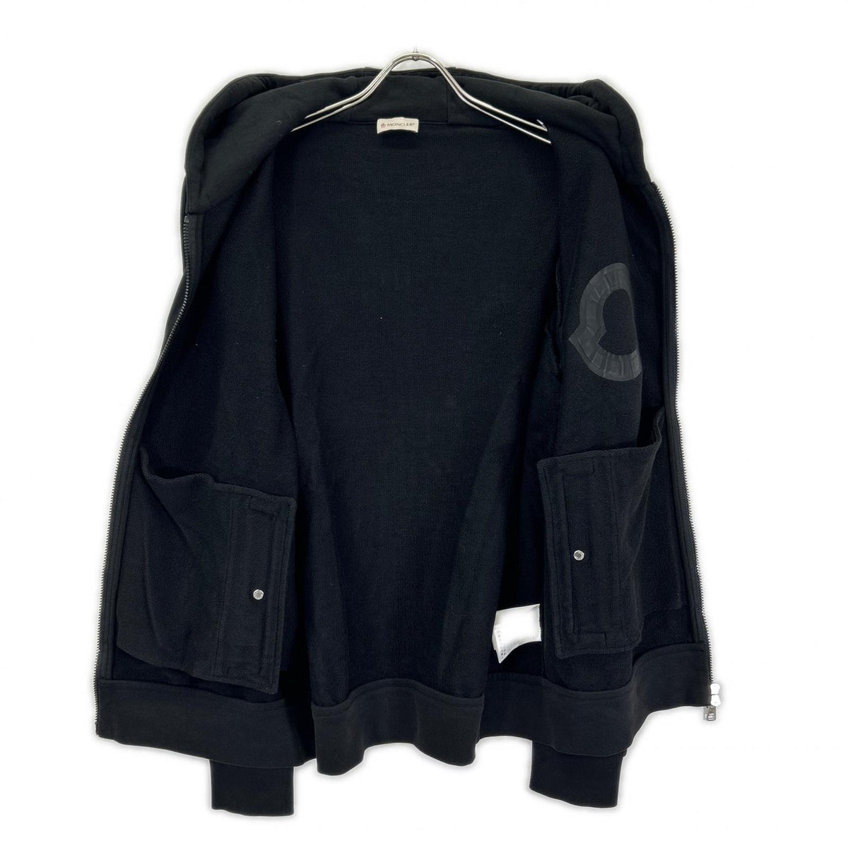 MONCLER Embossed Logo Hooded Zip Cardigan Black Size XL