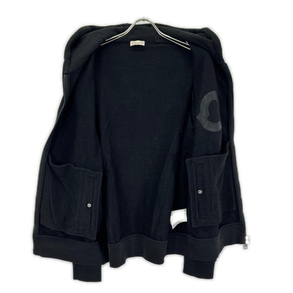 MONCLER Embossed Logo Hooded Zip Cardigan Black Size XL