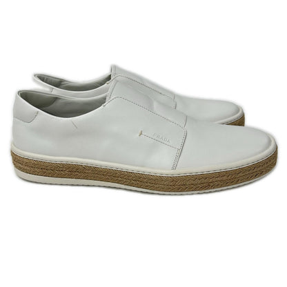 PRADA Leather Espadrille Slip-Ons White Size 9
