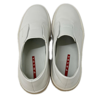 PRADA Leather Espadrille Slip-Ons White Size 9