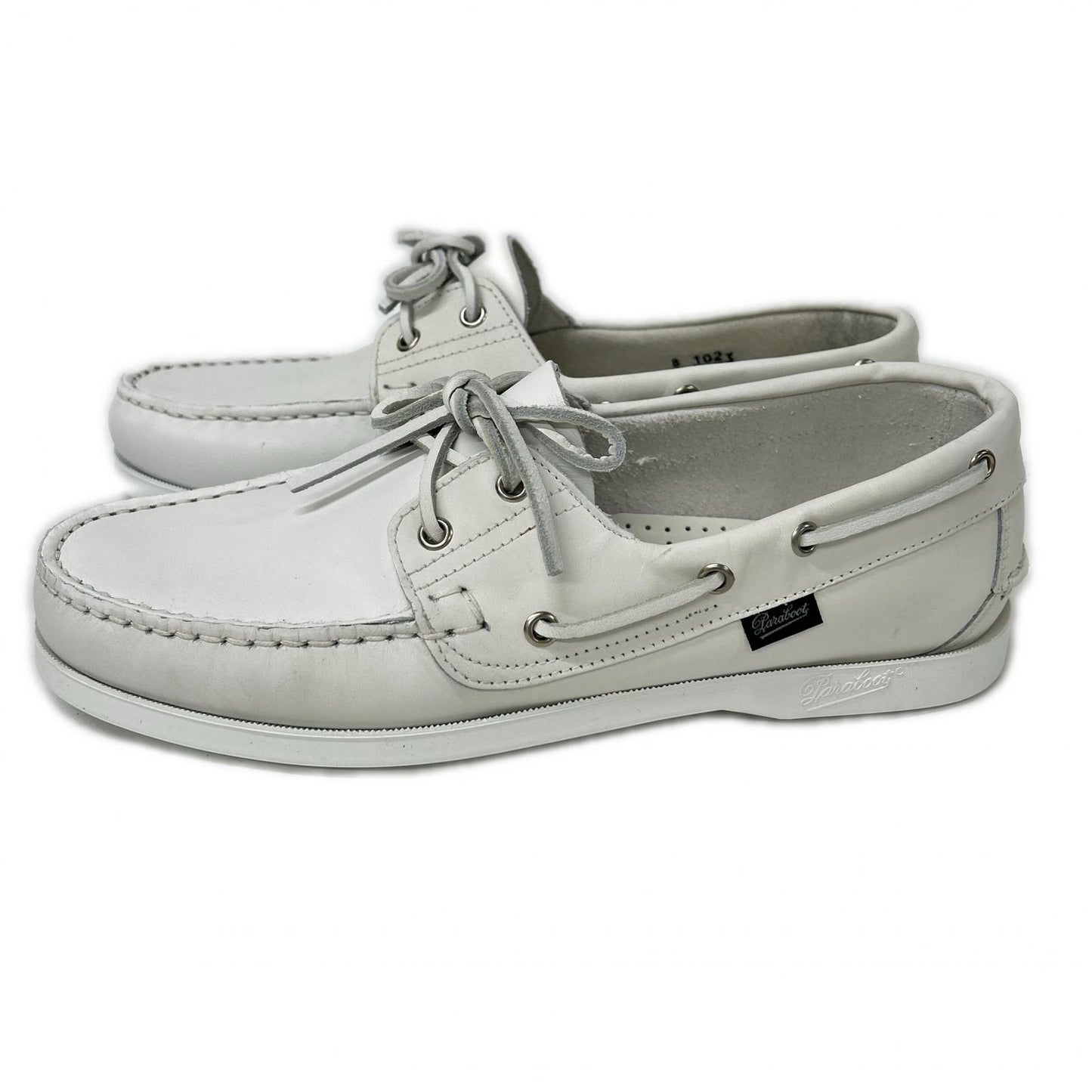 Paraboot Barth/Marine Leather Deck Shoes White Boots Size 8
