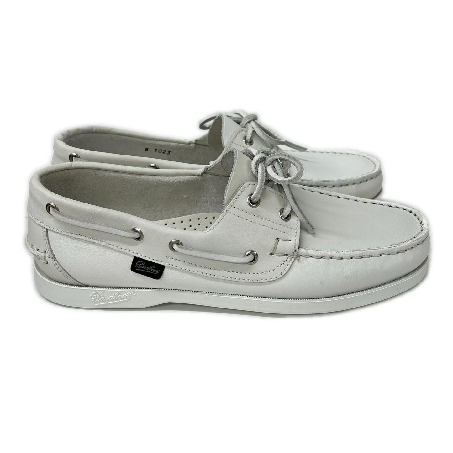 Paraboot Barth/Marine Leather Deck Shoes White Boots Size 8