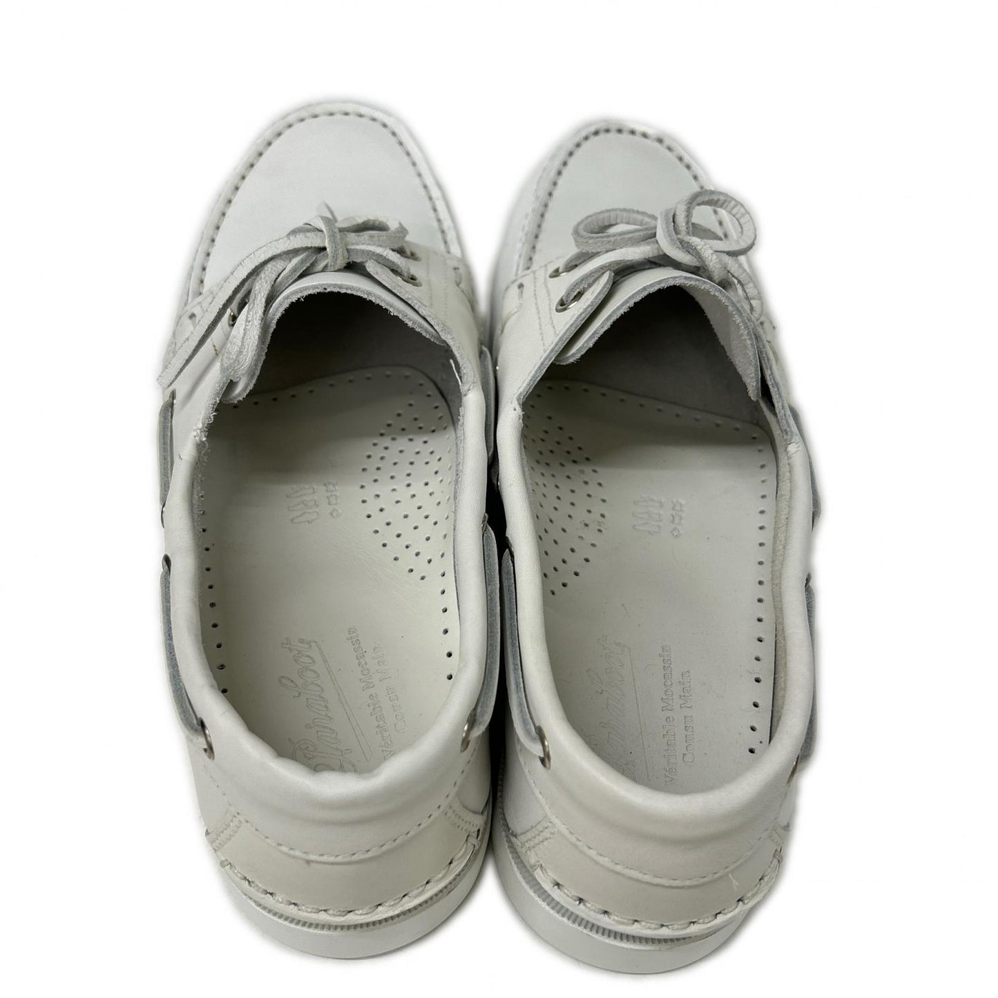 Paraboot Barth/Marine Leather Deck Shoes White Boots Size 8