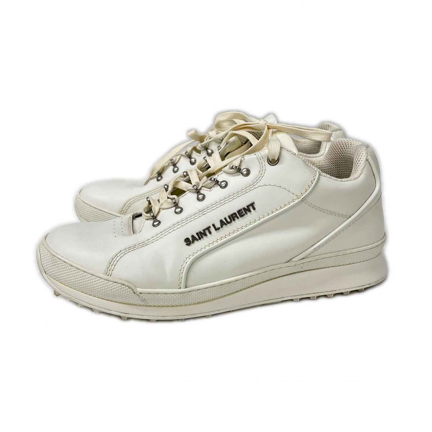 SAINT LAURENT PARIS JUMP Leather Sneakers White Size EU 43