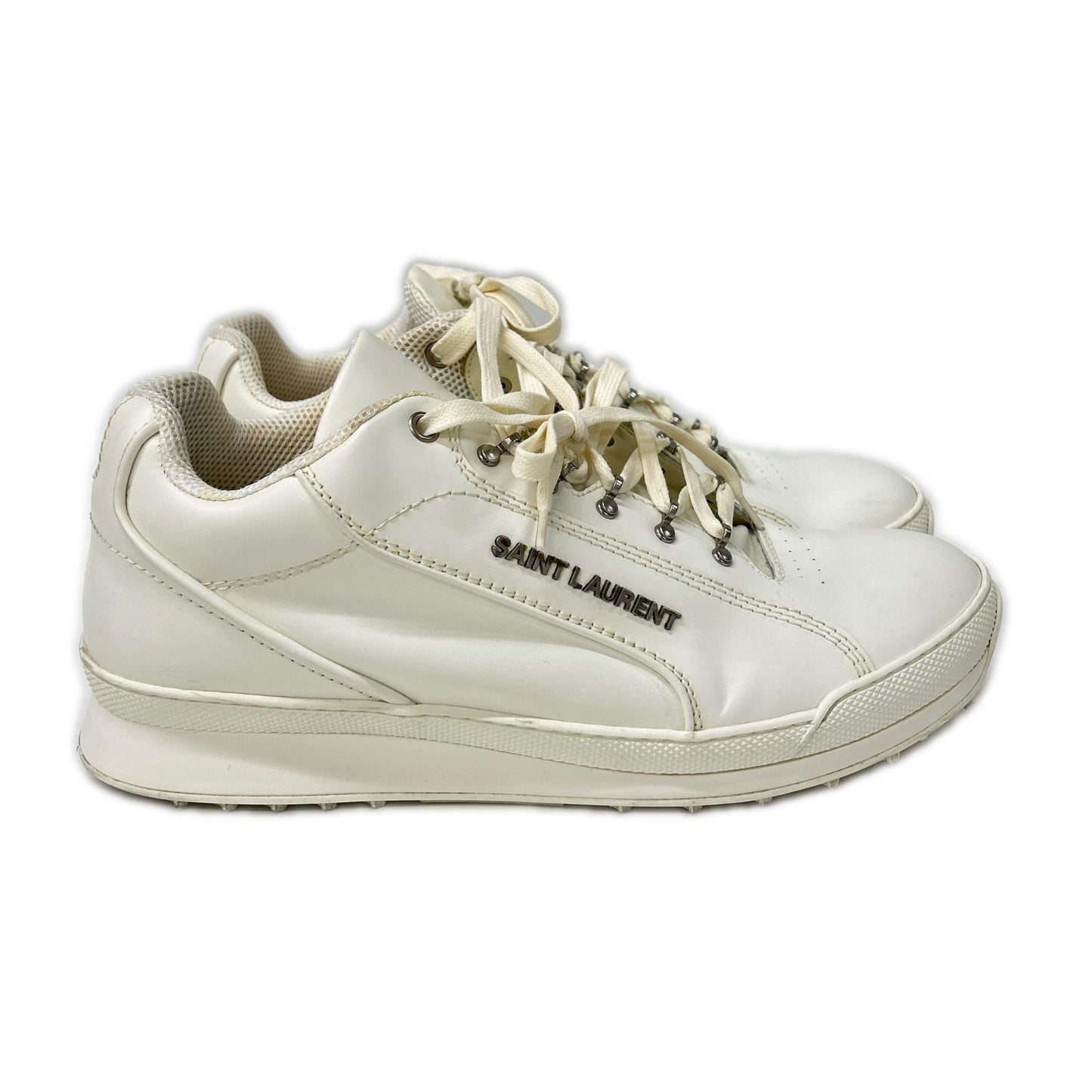 SAINT LAURENT PARIS JUMP Leather Sneakers White Size EU 43