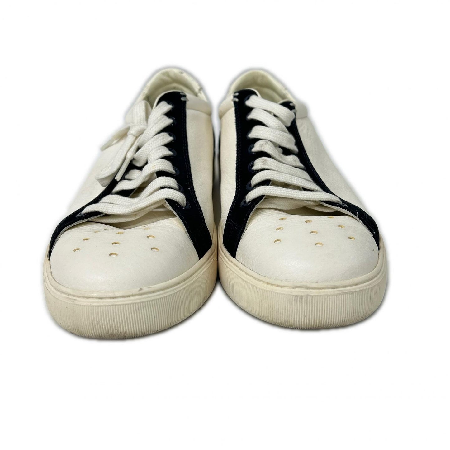 MONCLER Leather Suede Sneakers White/Black Size EU 42