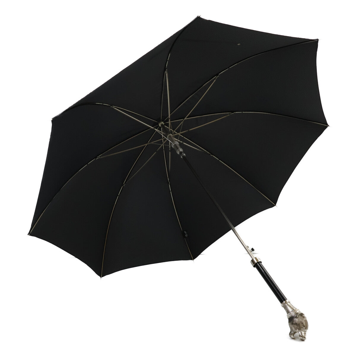 Pasotti Black Swarovski Vintage Panther Long Umbrella