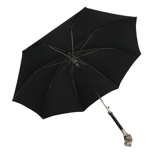 Pasotti Black Swarovski Vintage Panther Long Umbrella