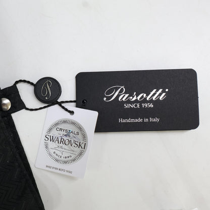 Pasotti Black Swarovski Vintage Panther Long Umbrella