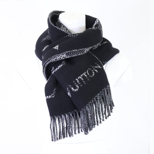LOUIS VUITTON Cashmere Monogram Damier Fringe Scarf