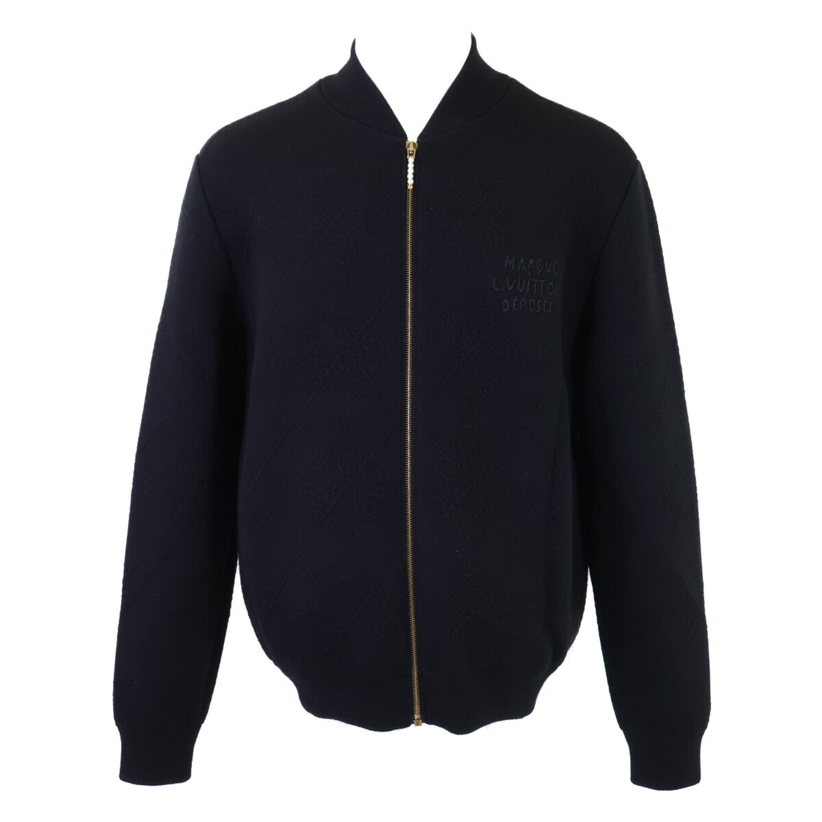LOUIS VUITTON 25 Logo Embroidered Pearl Jacket Black Size M