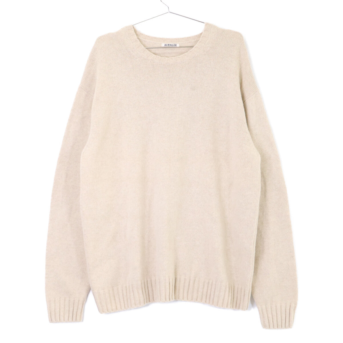 AURALEE Cotton Wool Cashmere Crew Neck Sweater Beige Size 5