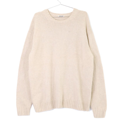 AURALEE Cotton Wool Cashmere Crew Neck Sweater Beige Size 5