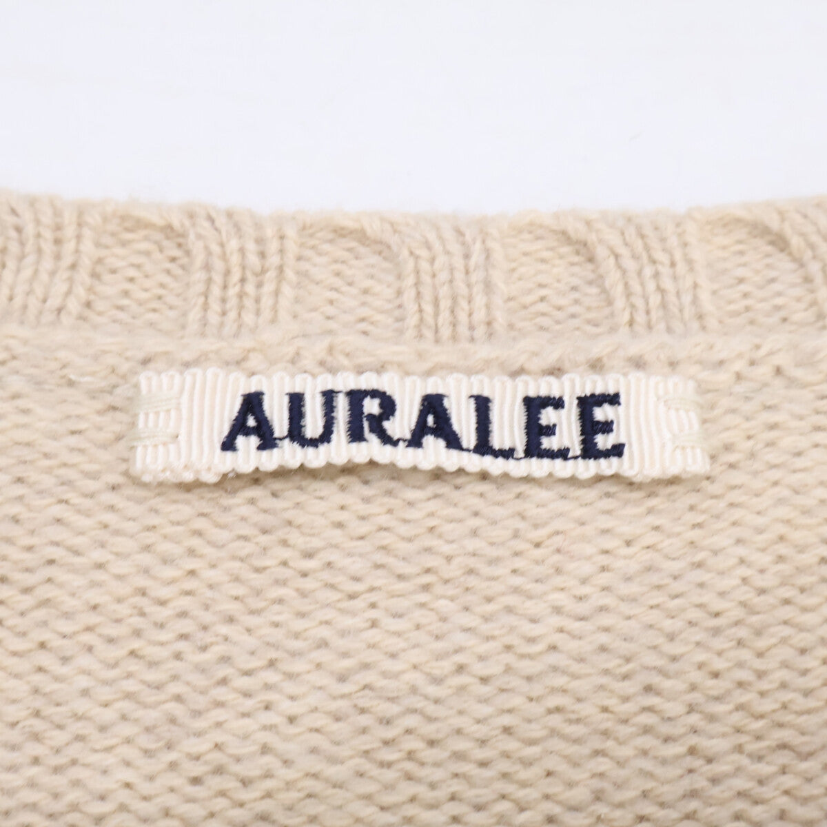 AURALEE Cotton Wool Cashmere Crew Neck Sweater Beige Size 5