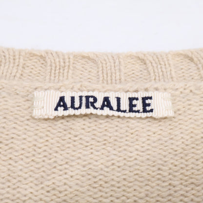 AURALEE Cotton Wool Cashmere Crew Neck Sweater Beige Size 5