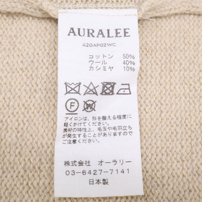 AURALEE Cotton Wool Cashmere Crew Neck Sweater Beige Size 5