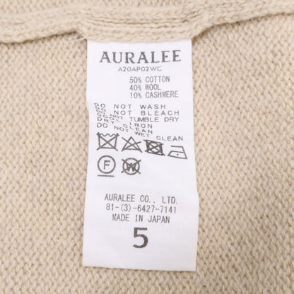 AURALEE Cotton Wool Cashmere Crew Neck Sweater Beige Size 5