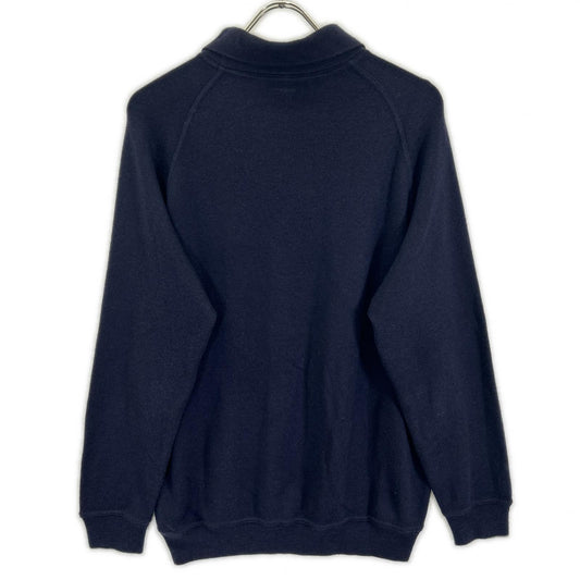 Loro Piana Cashmere Silk Collared Crewneck Knit Navy Size 52