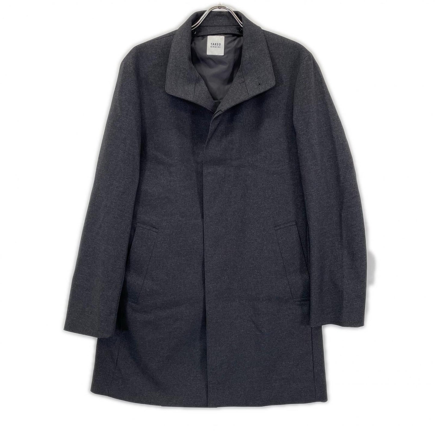 TAKEOKIKUCHI Down-Lined Melange Stand Coat Charcoal Size 3