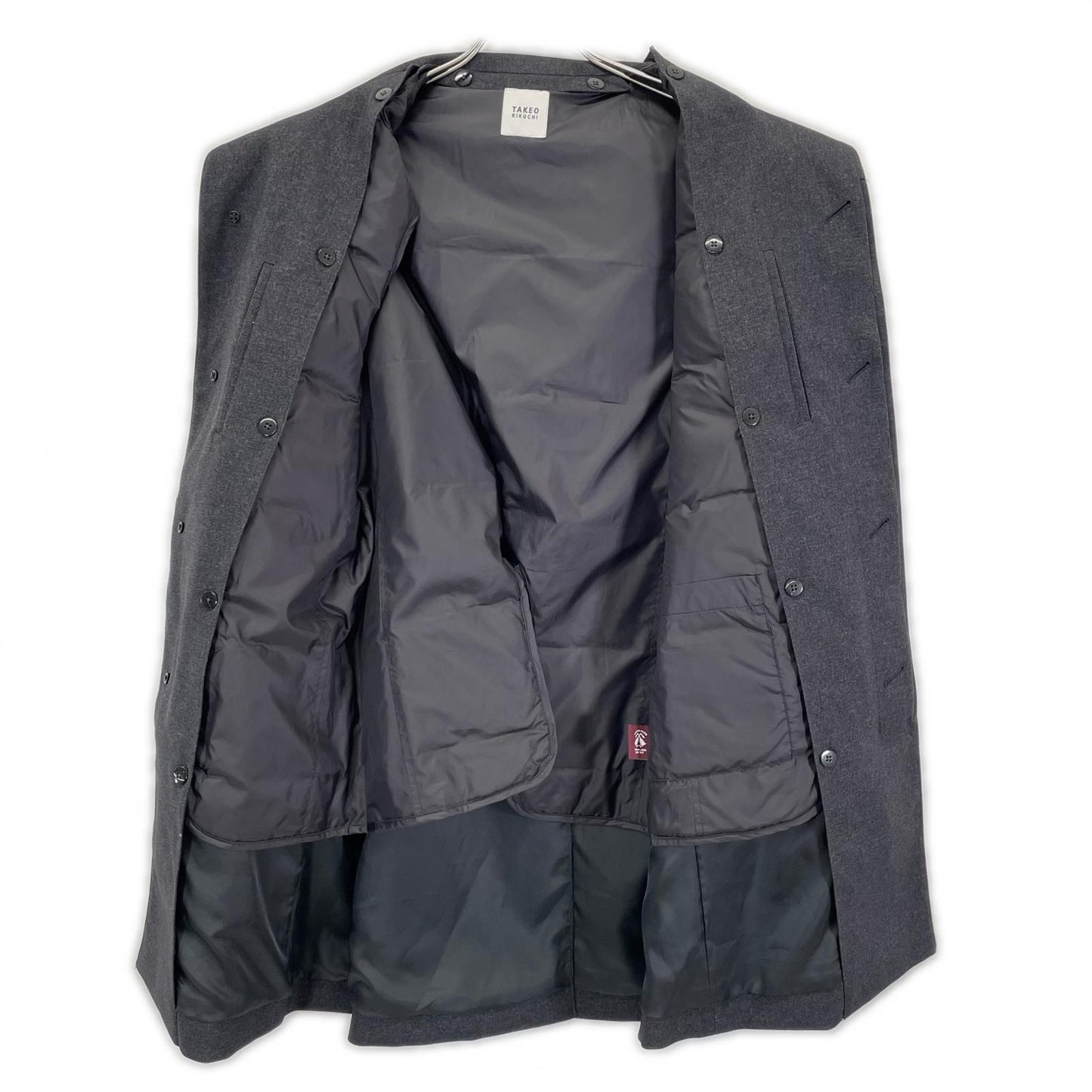 TAKEOKIKUCHI Down-Lined Melange Stand Coat Charcoal Size 3