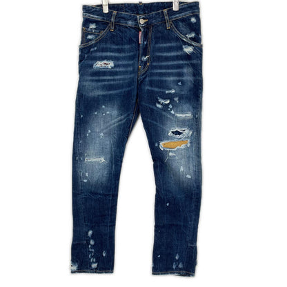 DSQUARED2 KENNY TWIST Distressed Skinny Jeans Indigo Size 44