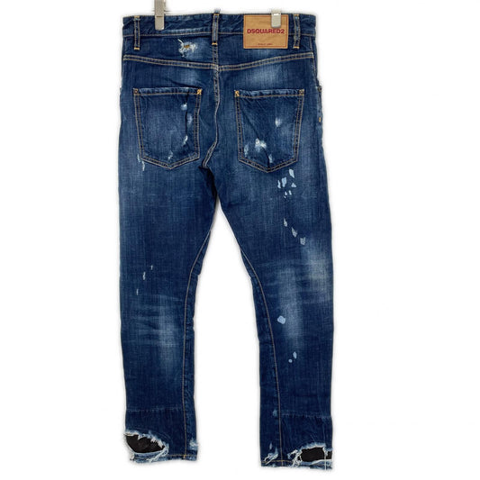 DSQUARED2 KENNY TWIST Distressed Skinny Jeans Indigo Size 44