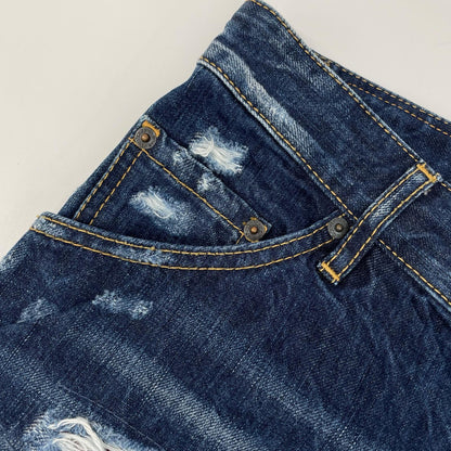 DSQUARED2 KENNY TWIST Distressed Skinny Jeans Indigo Size 44