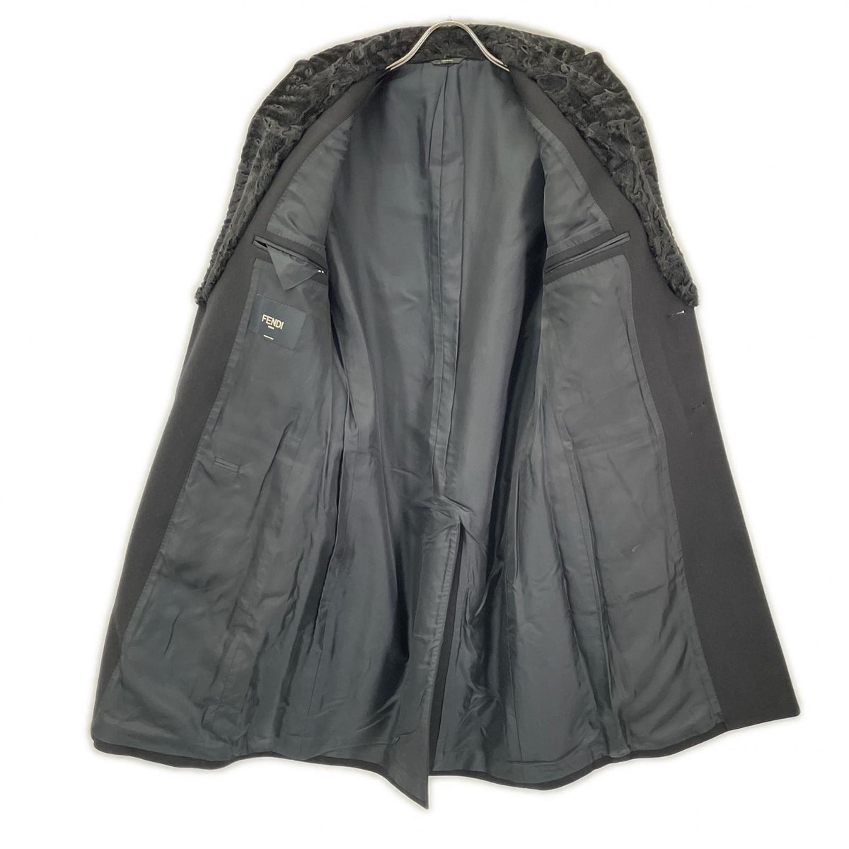 FENDI Wool Cashmere Chester Coat Black Size 50