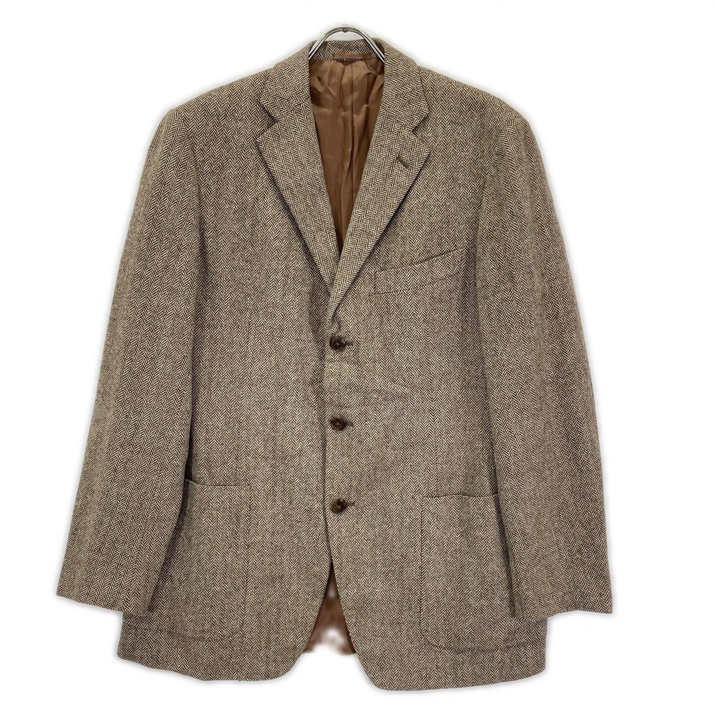 Belvest Wool x Cashmere Herringbone Tweed Brown Vest Size 50