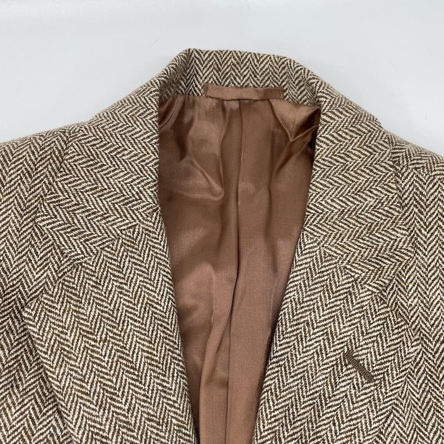 Belvest Wool x Cashmere Herringbone Tweed Brown Vest Size 50