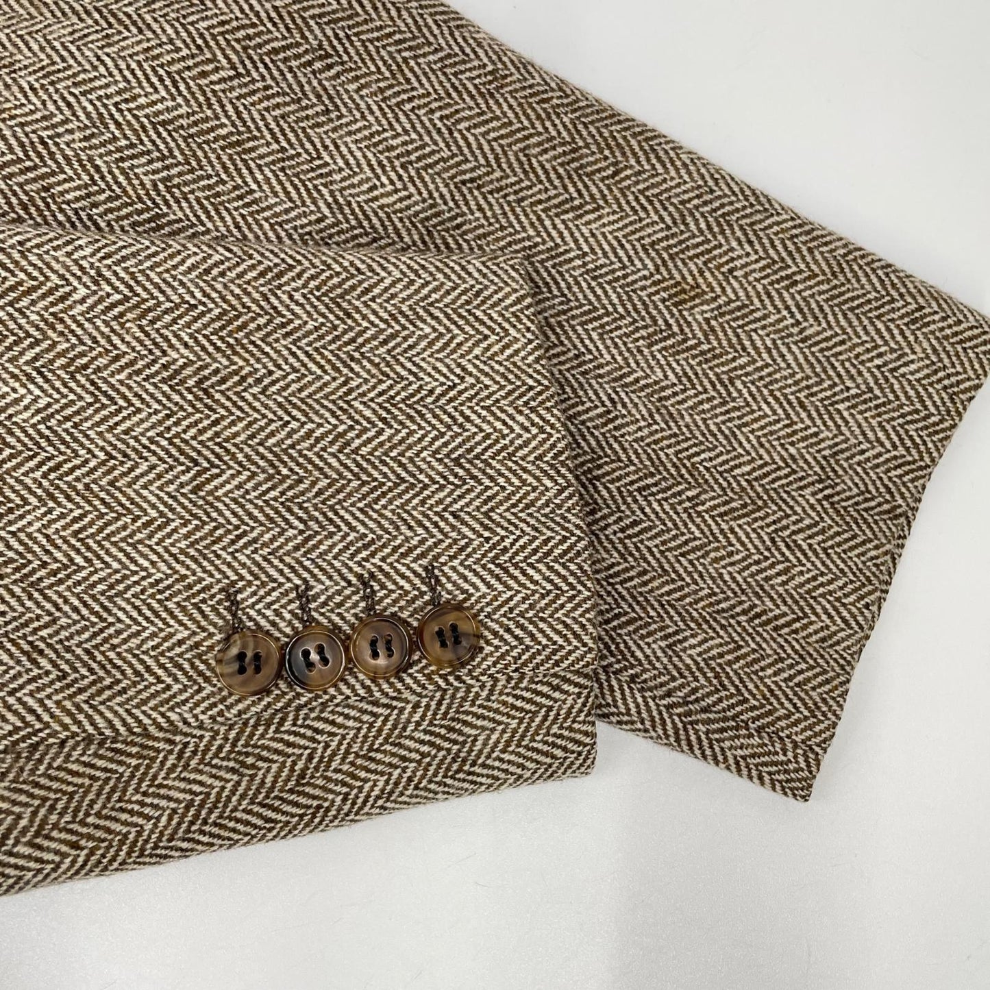 Belvest Wool x Cashmere Herringbone Tweed Brown Vest Size 50