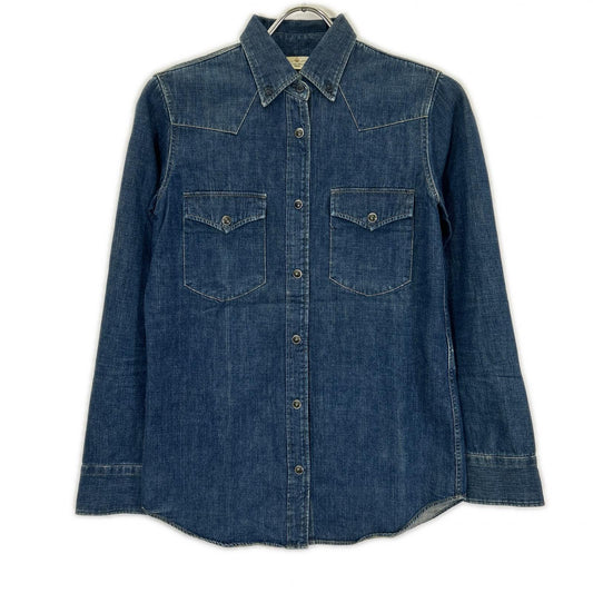 GOLDEN GOOSE G23D021 Indigo Button-Down Shirt Blue Size XS