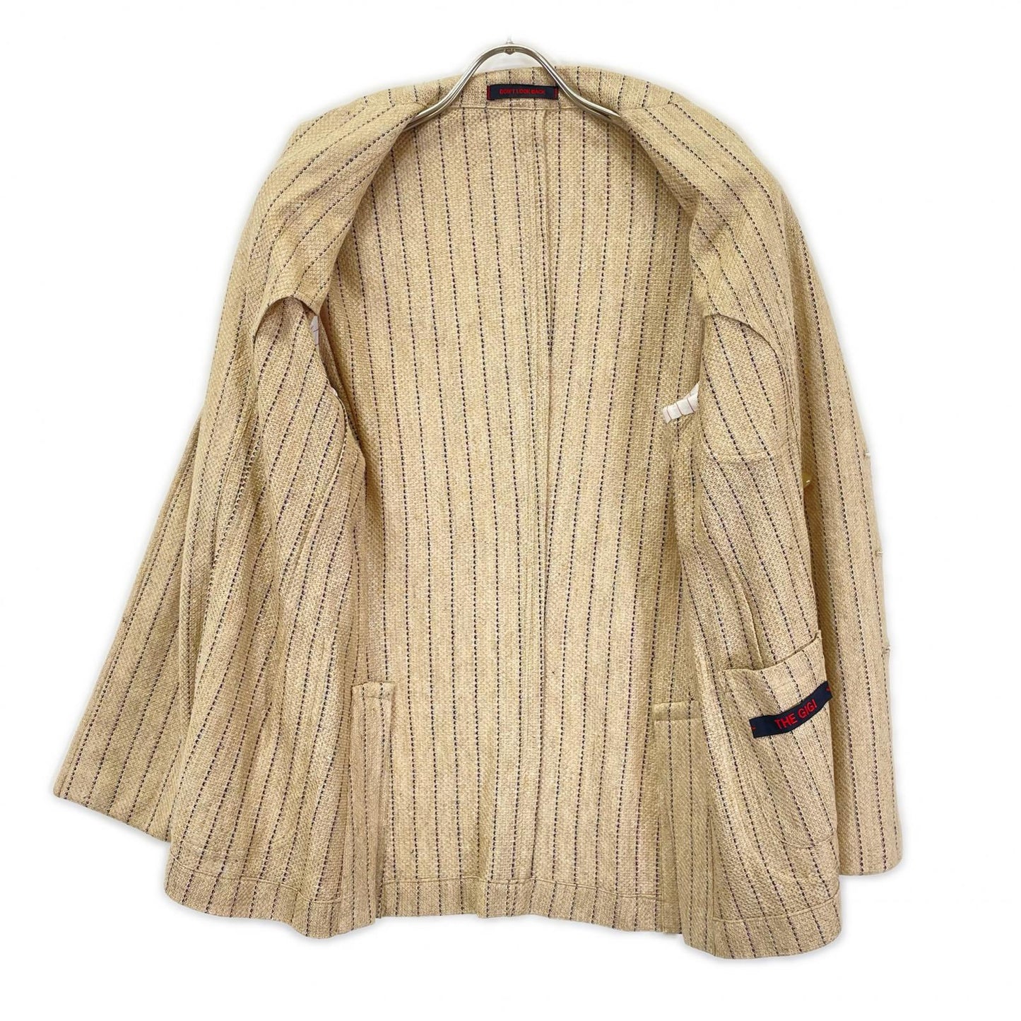 THE GIGI Linen ZIGGY MI Striped DB Blazer Size 44