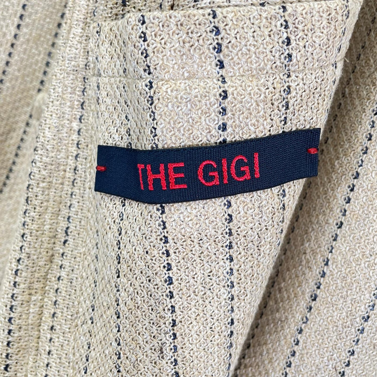 THE GIGI Linen ZIGGY MI Striped DB Blazer Size 44
