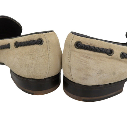 ferrante Beige Suede Tassel Loafers Size 6.5