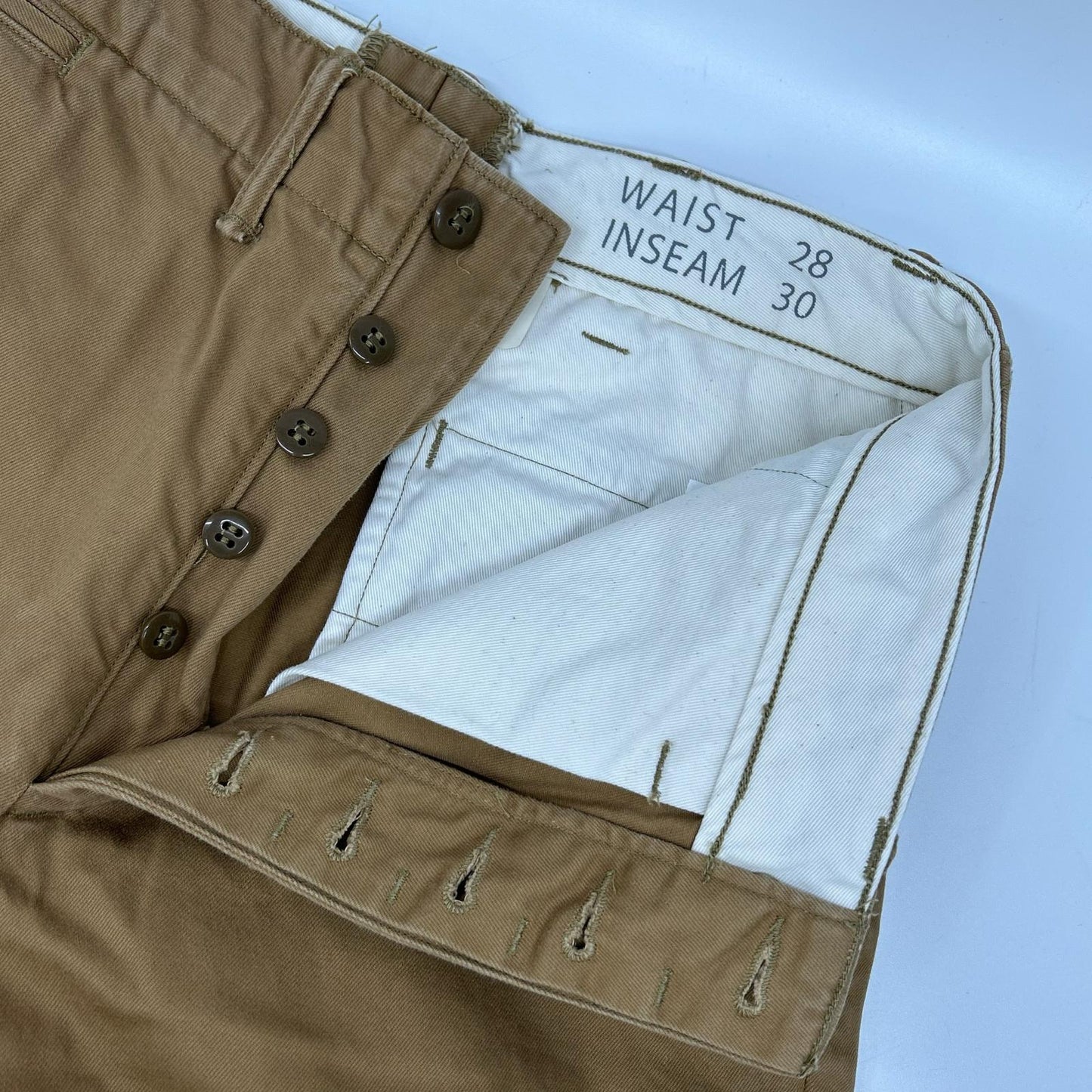 RRL Beige Button Fly Officer Chinos Size 28