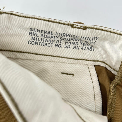 RRL Beige Button Fly Officer Chinos Size 28