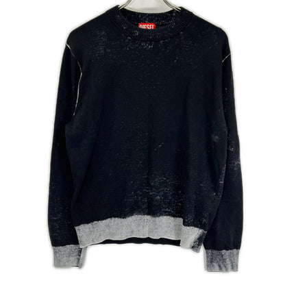 DIESEL 24SS K-LARENCE-B Bleach Crewneck Knit Black Size M