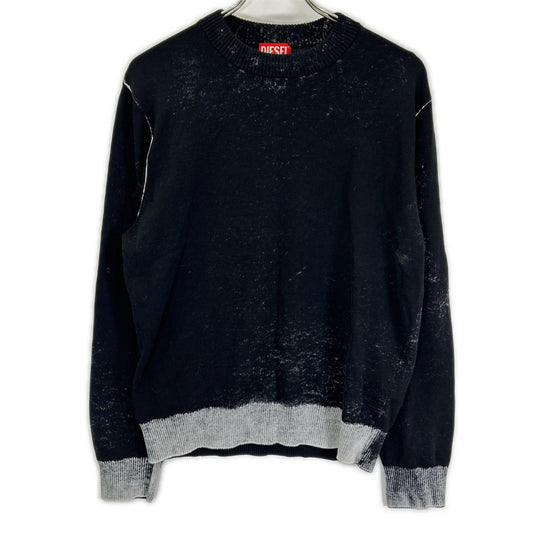 DIESEL 24SS K-LARENCE-B Bleach Crewneck Knit Black Size M