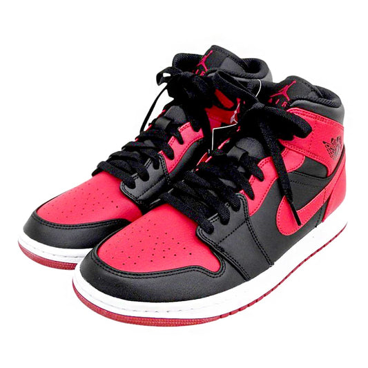 Nike AIR JORDAN 1 MID "Bred" Leather Sneakers Size 8.5(US)