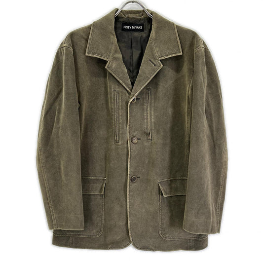 ISSEY MIYAKE MEN 02AW Khaki Suede Blazer Size 2