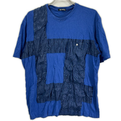 ISSEY MIYAKE MEN Blue Nylon Patchwork T-Shirt Size 4