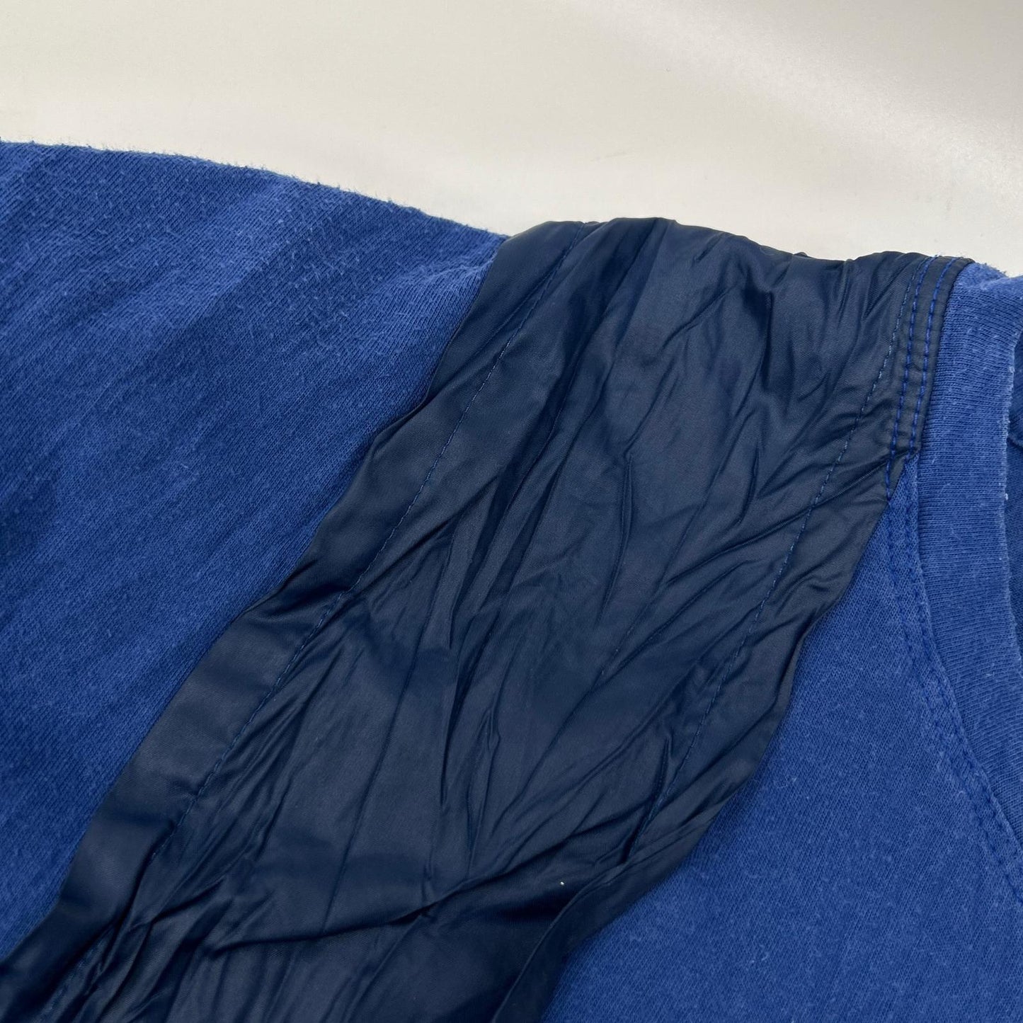 ISSEY MIYAKE MEN Blue Nylon Patchwork T-Shirt Size 4