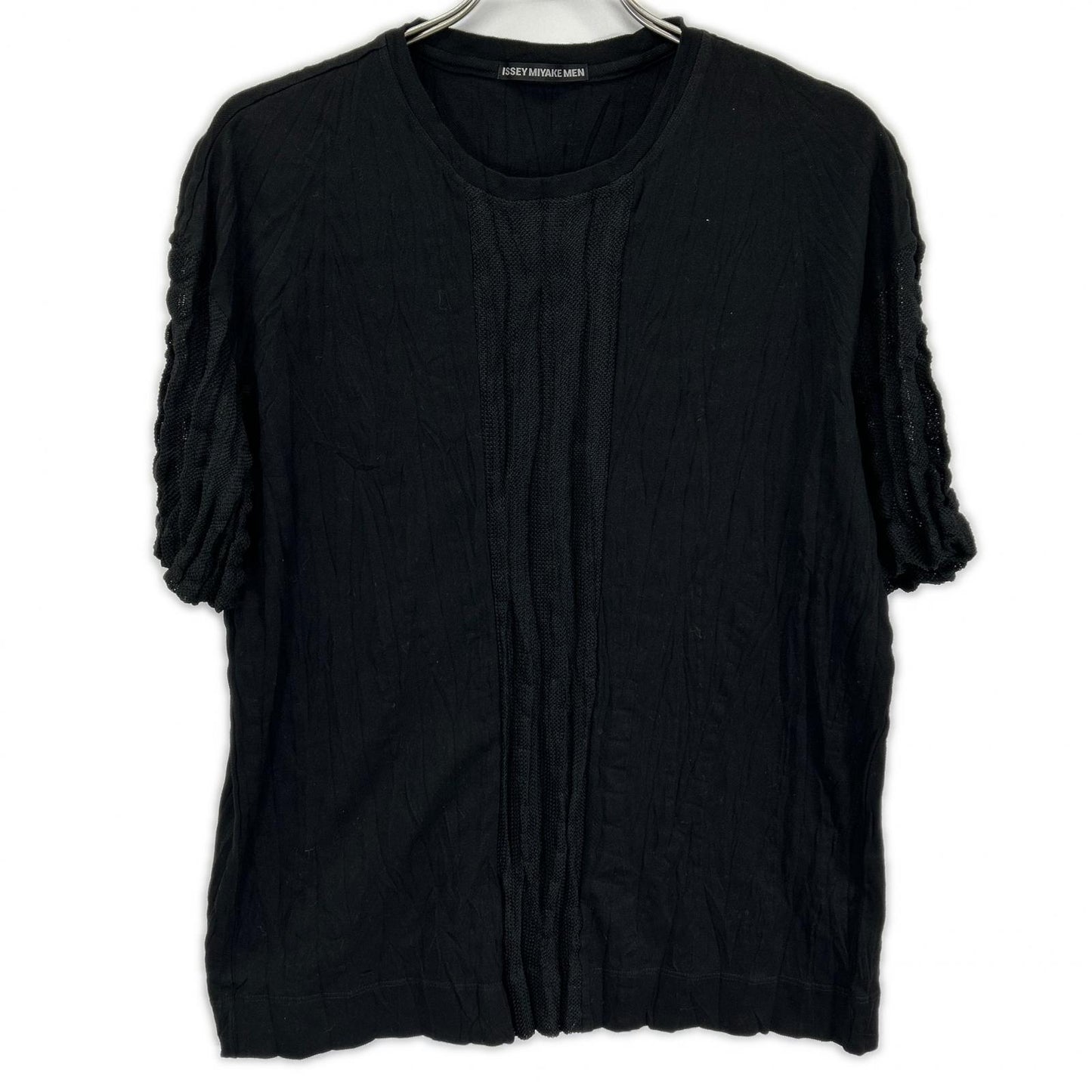 ISSEY MIYAKE MEN 16SS Black Mesh Panel T-Shirt Size 3