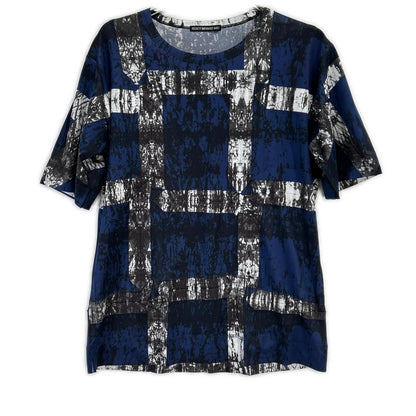 ISSEY MIYAKE MEN 14SS Blue Graphic Stretch T-Shirt Size 4