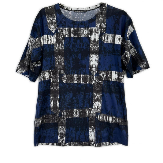 ISSEY MIYAKE MEN 14SS Blue Graphic Stretch T-Shirt Size 4