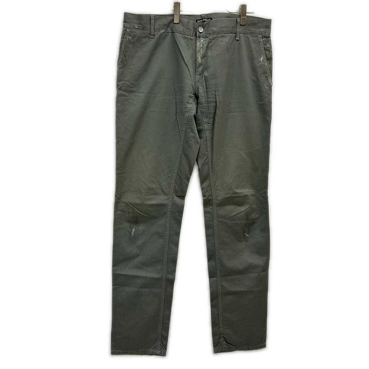 DOLCE&GABBANA Moss Green Paint Splatter Jeans Size 54