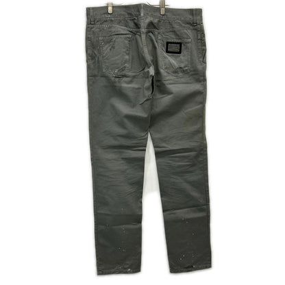 DOLCE&GABBANA Moss Green Paint Splatter Jeans Size 54
